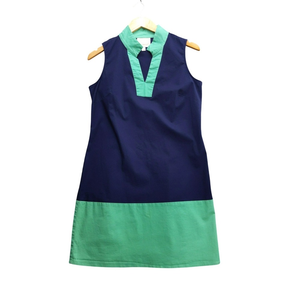 STS Sail to Sable Navy Green Colorblock Sleeveless V-Neck Dress Women's Medium